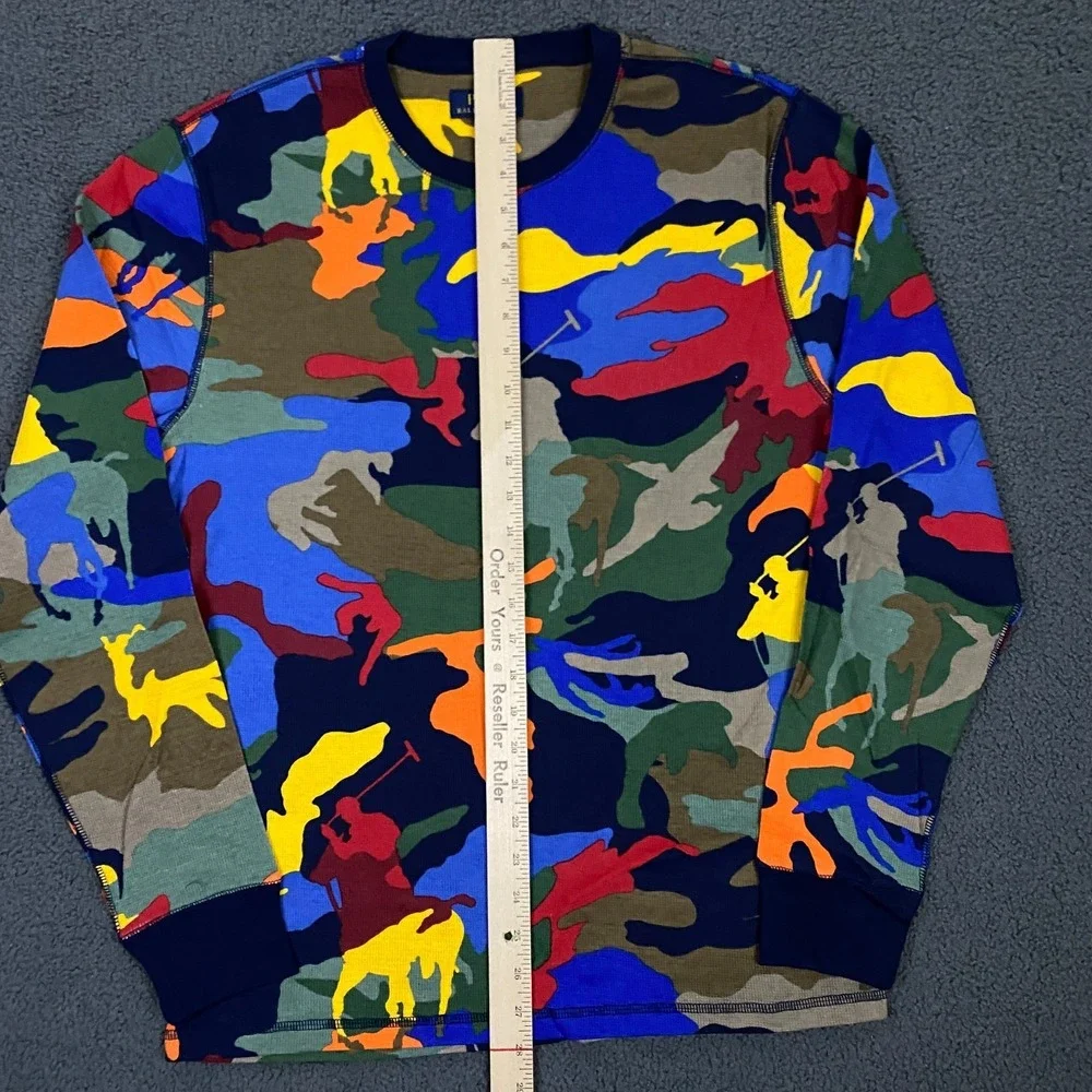 Polo Ralph Lauren Thermal Shirt Mens Medium Camo‎ Pony Waffle Knit Pajama Sleep